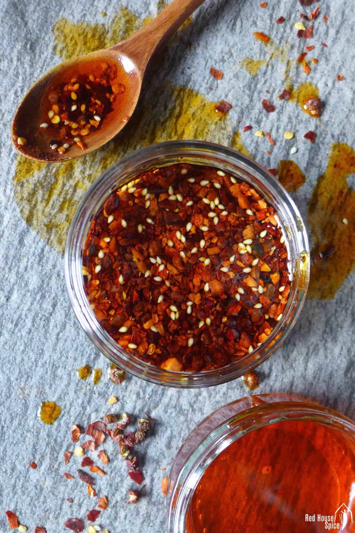 chili oil and spices