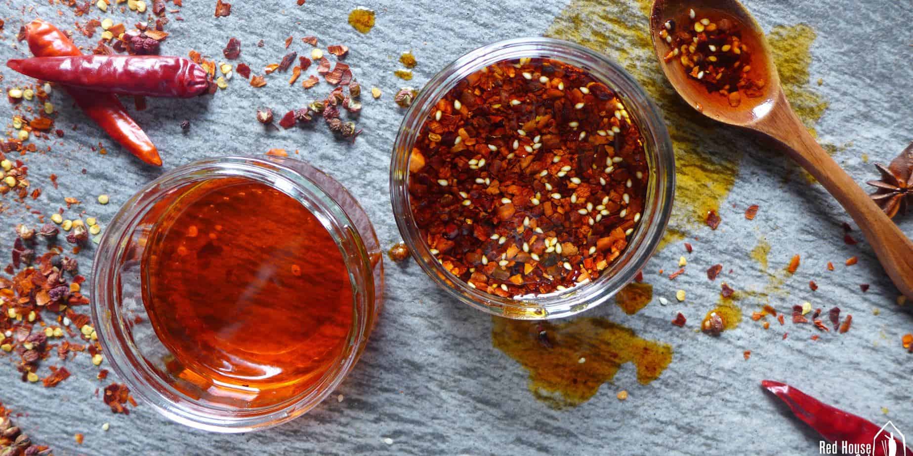 Chinese chilli oil in jars