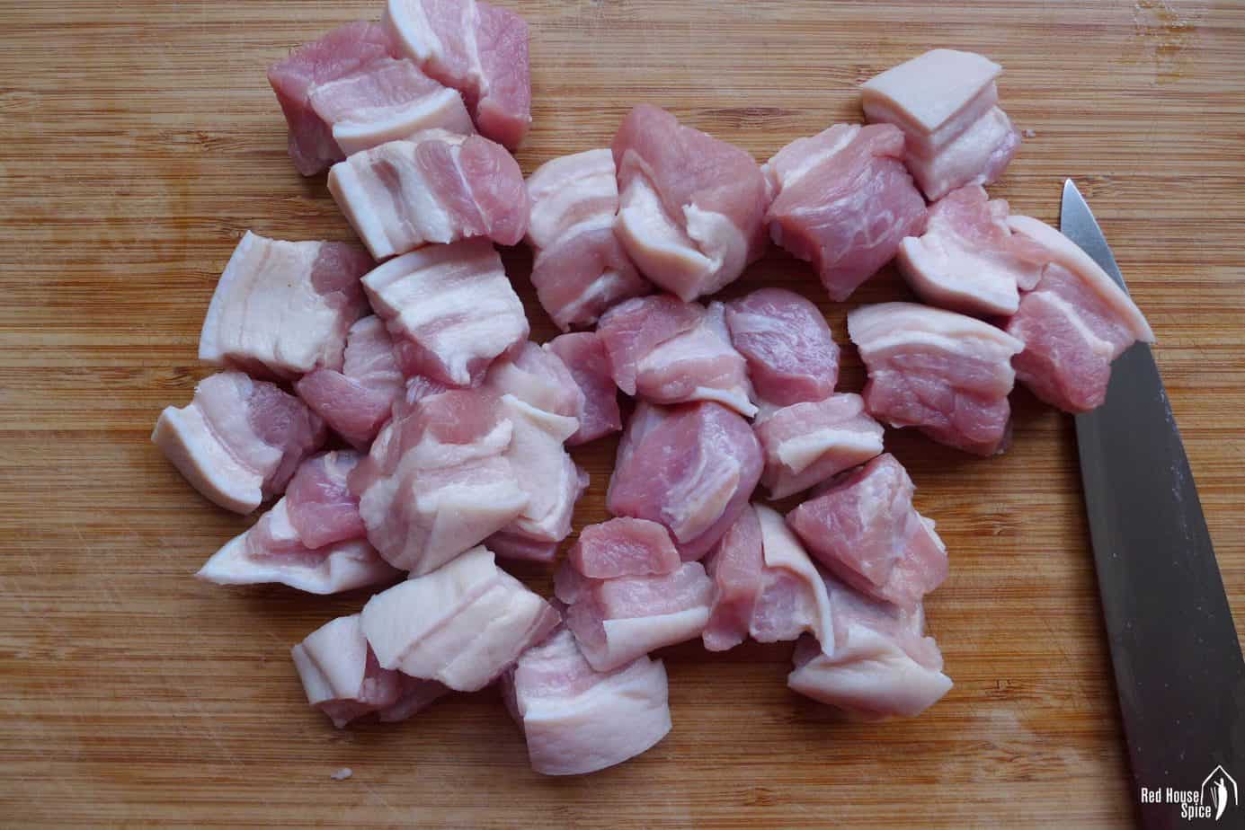pork belly cut into cubes