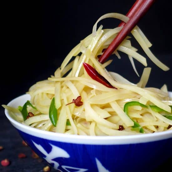 Crunchy, thin strips flavoured with tangy spices, Chinese potato stir-fry shows you an exciting way to prepare potatoes.