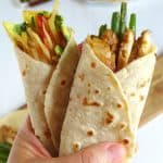 Chinese spring pancakes filled with vegetables & meat.