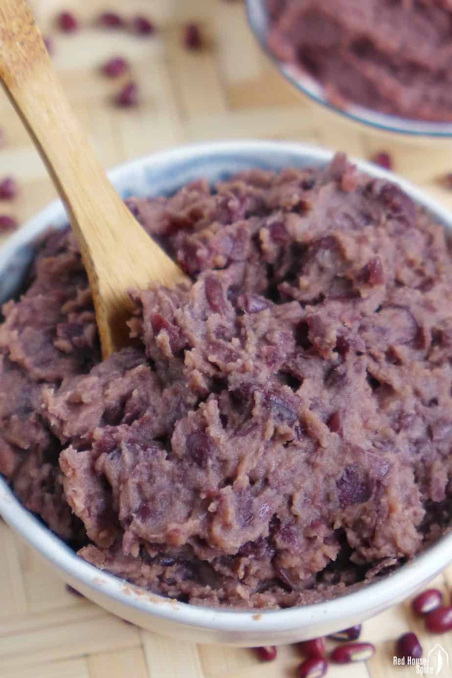 Rustic, chunky red bean paste