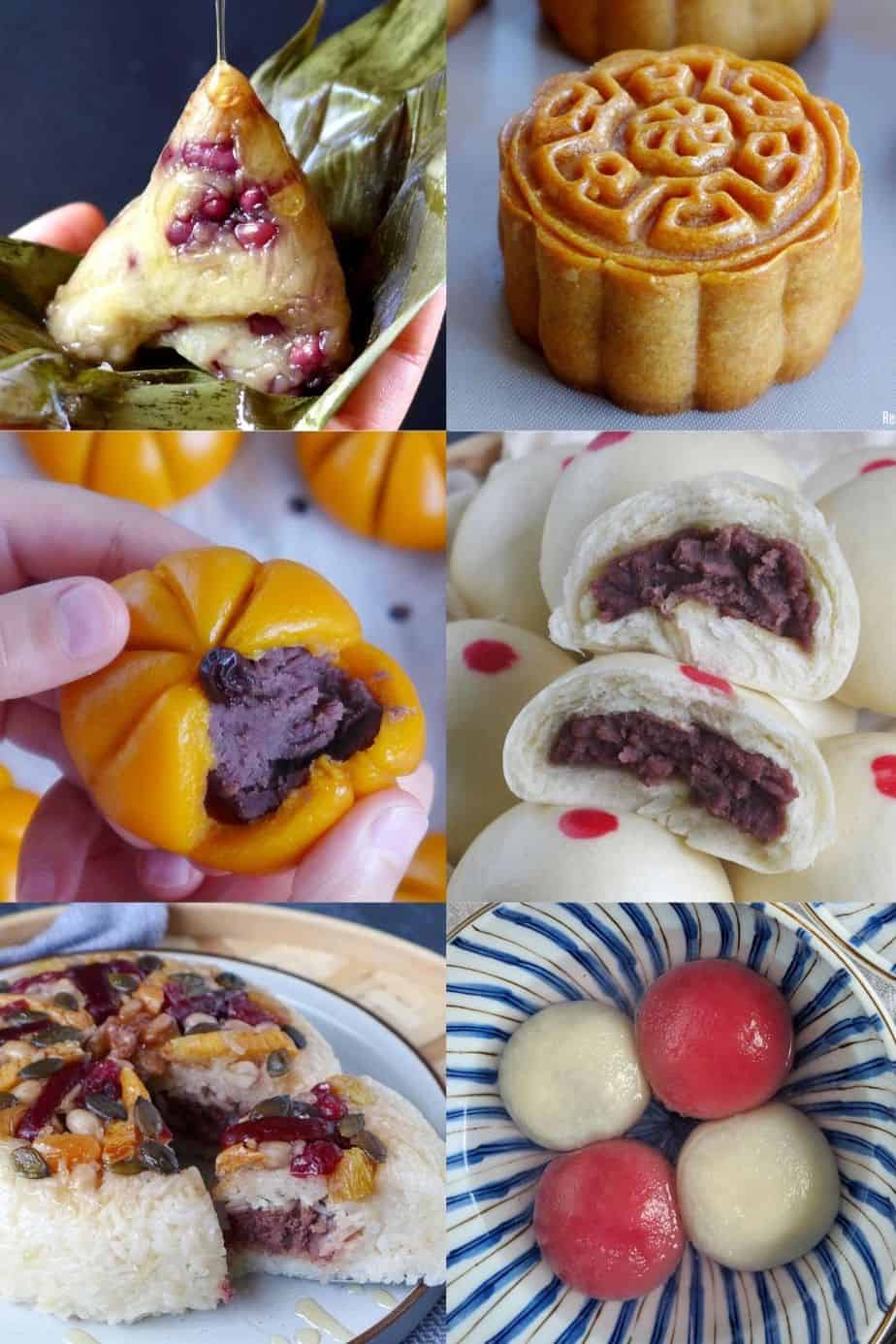 Six red bean paste filled dishes