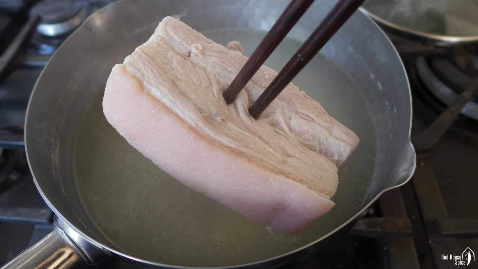 a piece of boiled pork belly