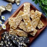 Chinese peanut & sesame brittle on a plate