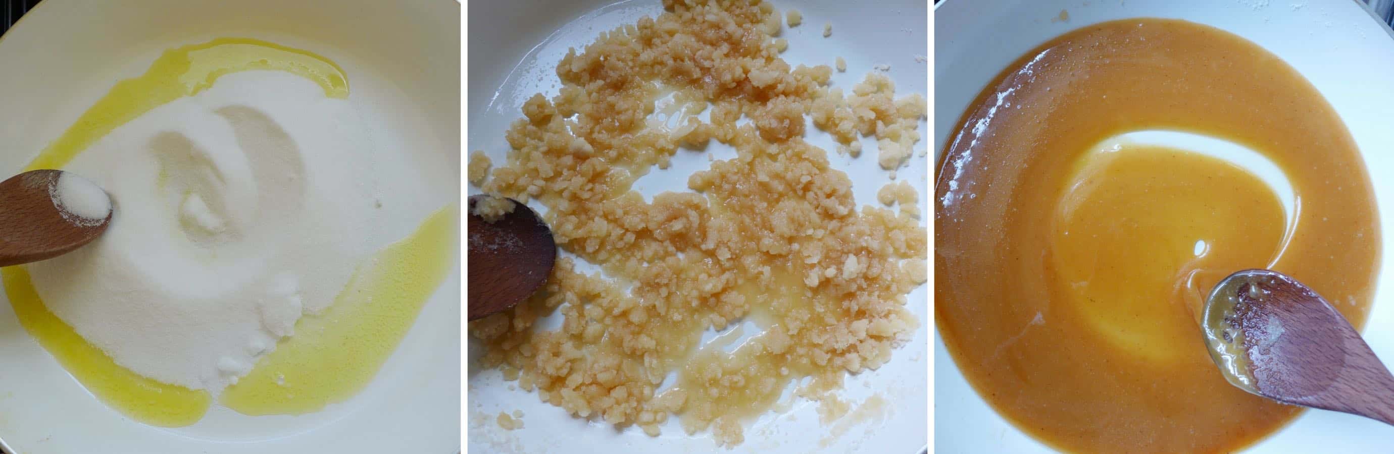 Melt sugar in a pan