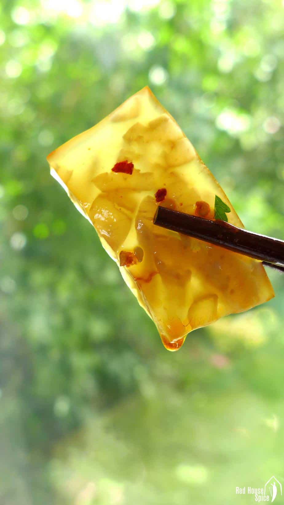 A piece of Chinese pork rind jelly