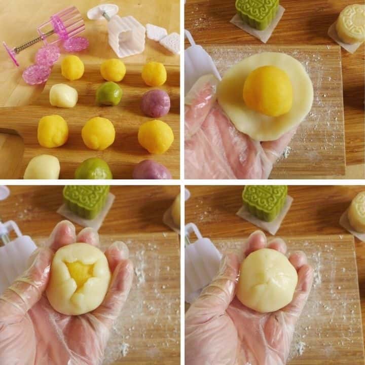 Wrapping custard filling with a wrapper