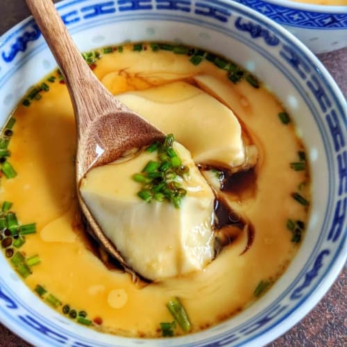Steamed egg with a soy sauce dressing