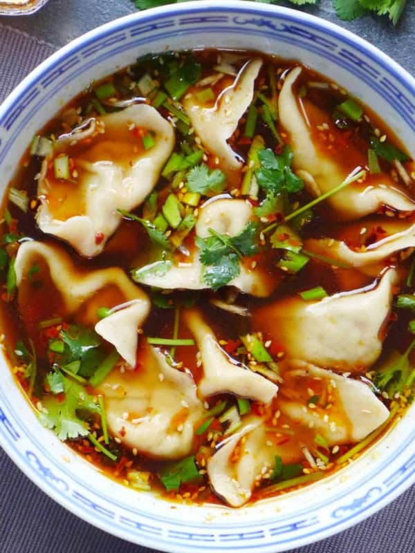 beef dumpling soup with hot and sour seasoning