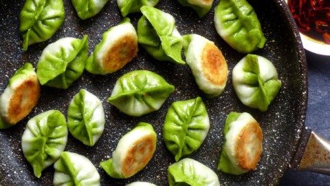 Pan Fried Vegetarian Dumplings Potstickers 素煎饺 Red House Spice