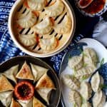 dumplings cooked in three ways: boiled, pan-fried and steamed.