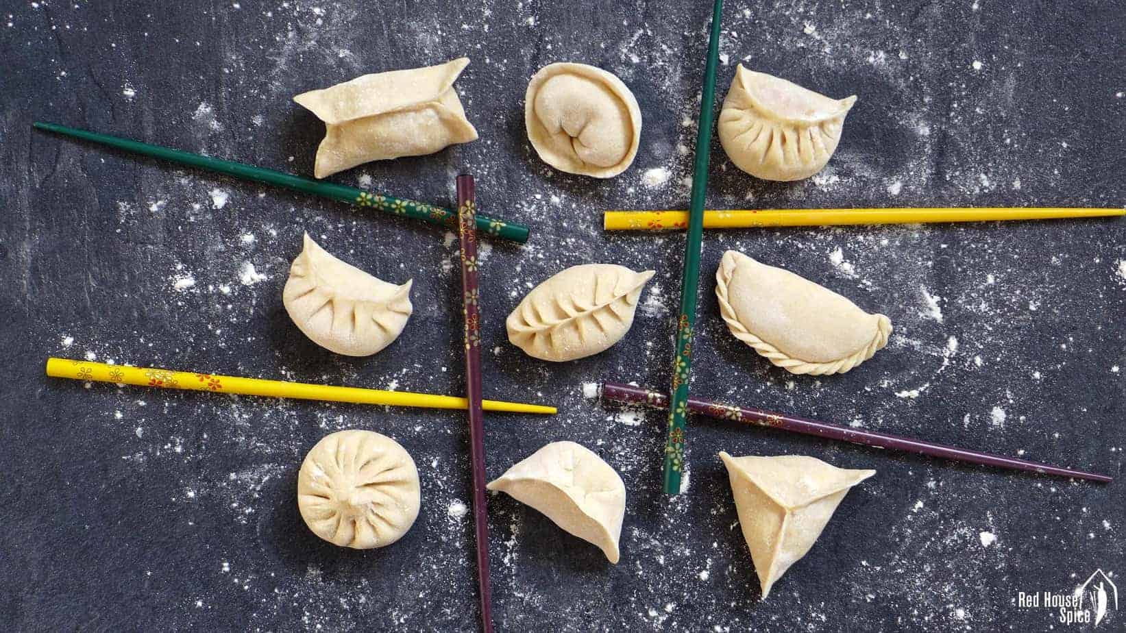 dumplings folded in 9 patterns