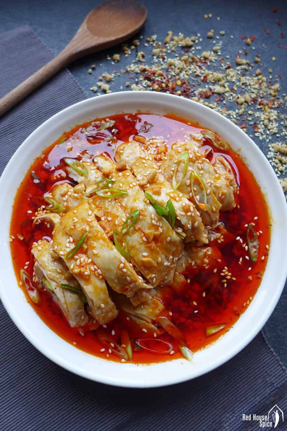 Sichuan style cold chicken in chilli oil
