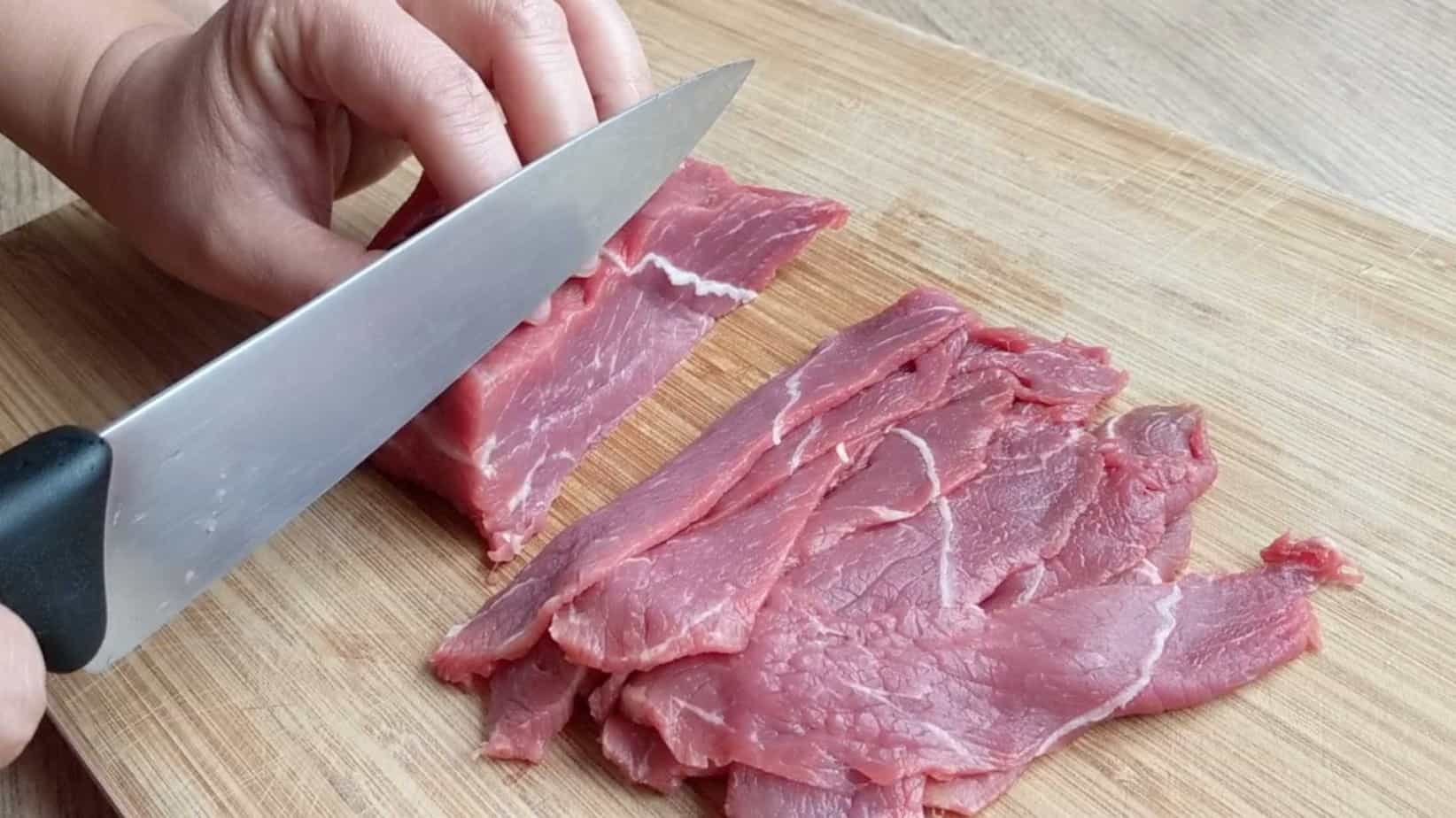 Beef being sliced