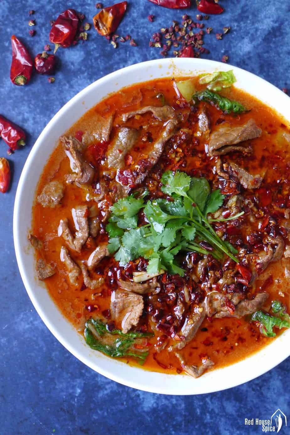 A bowl of Sichuan boiled beef