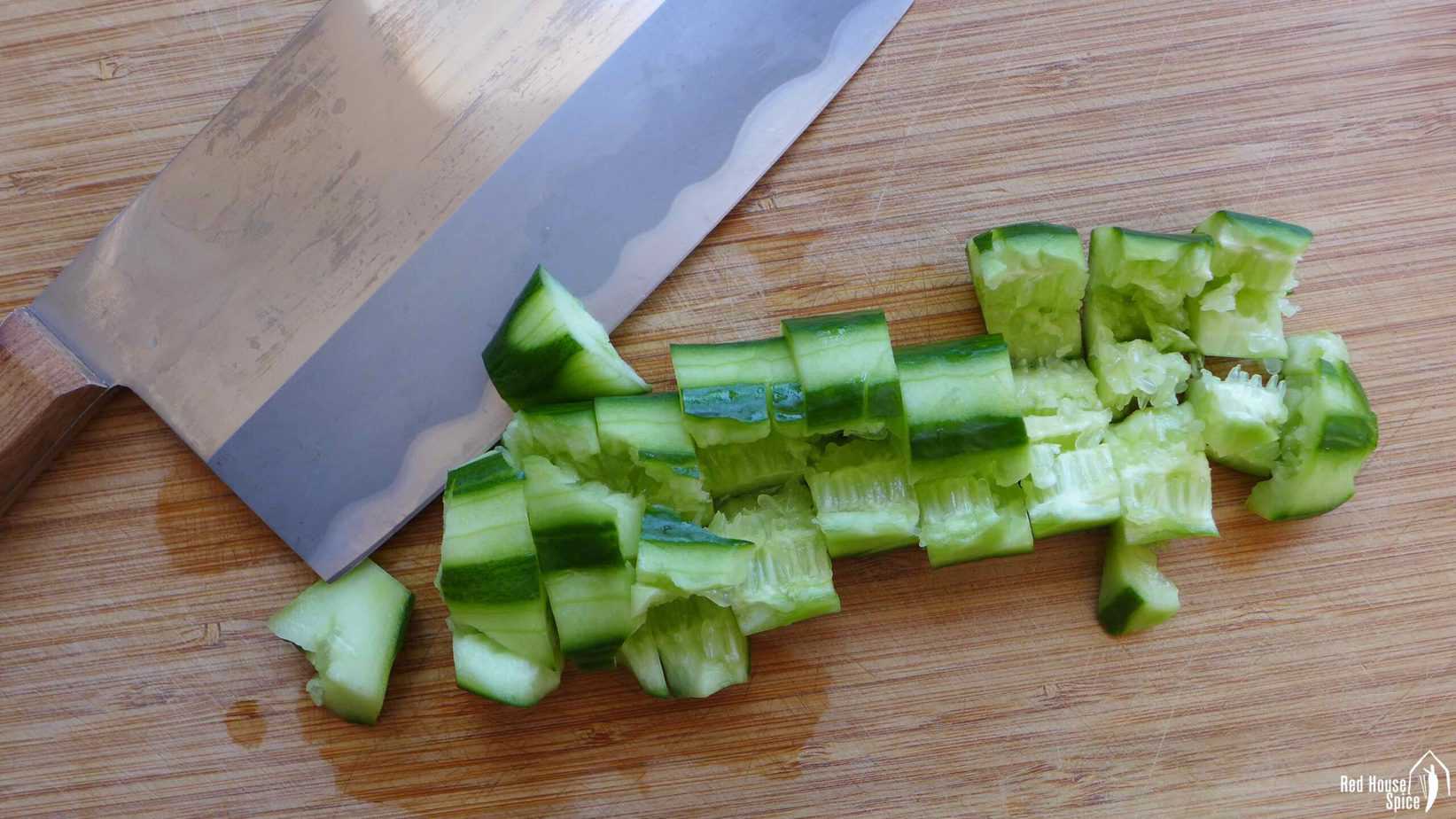 Cucumber smashed with a cleaver