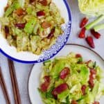 Two plates of Chinese cabbage stir-fry