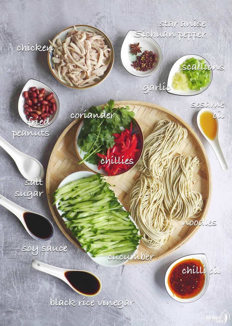 Ingredients for making Sichuan cold noodles