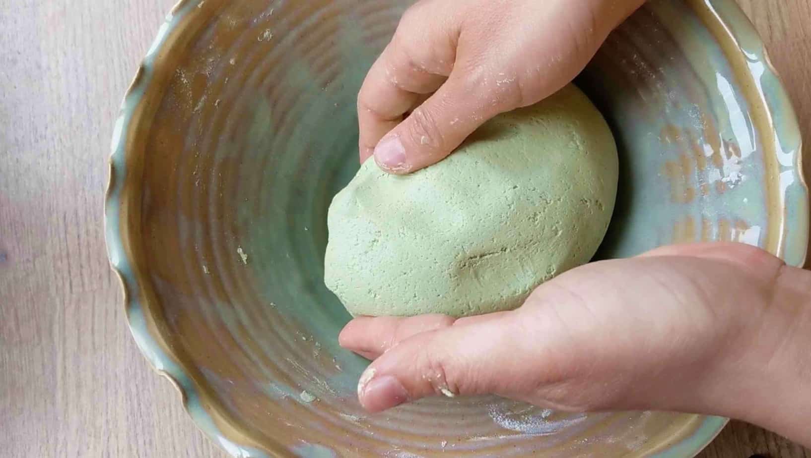 A piece of green dough
