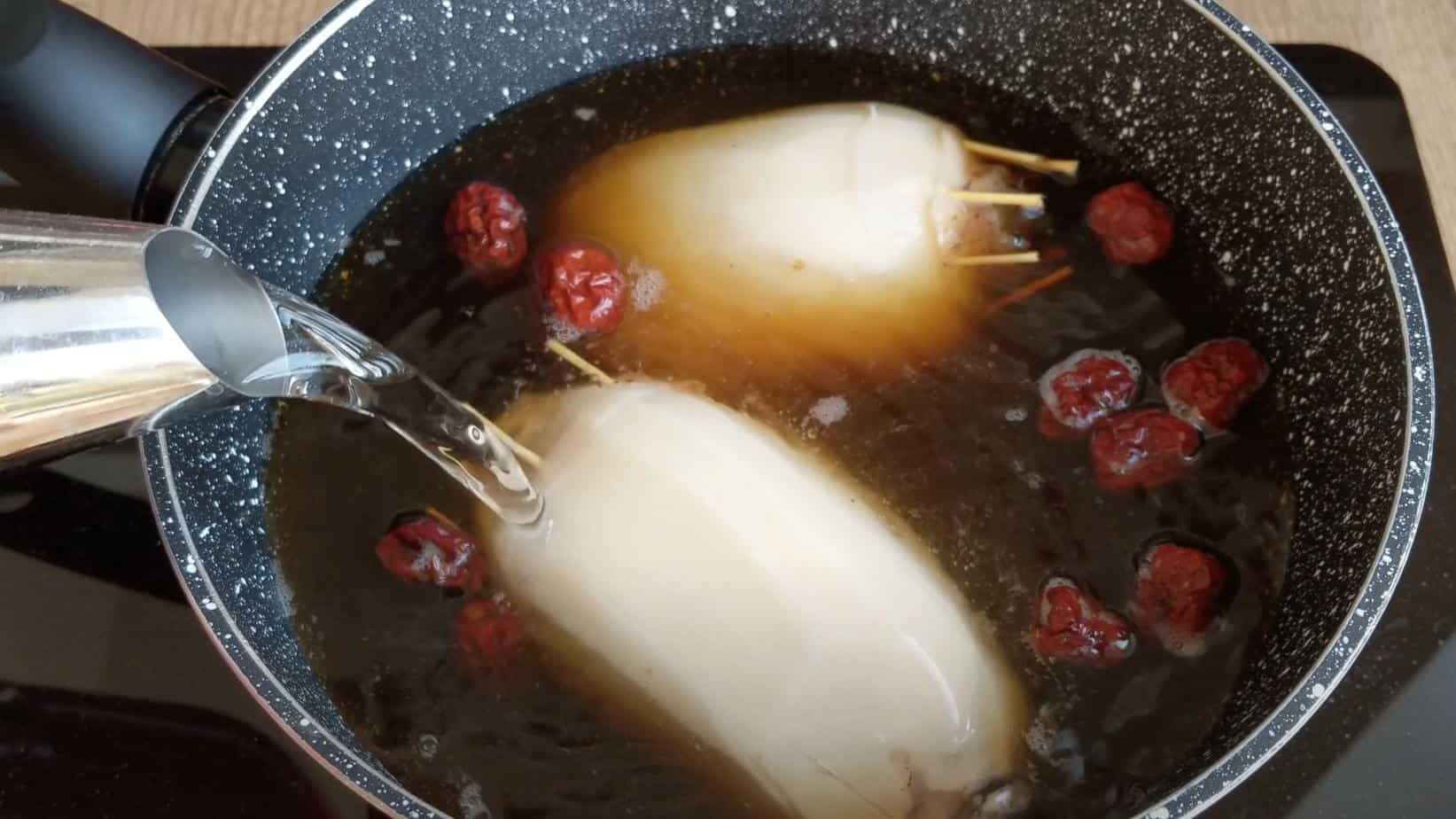 stuffed lotus rice and Chinese dates in sugary water
