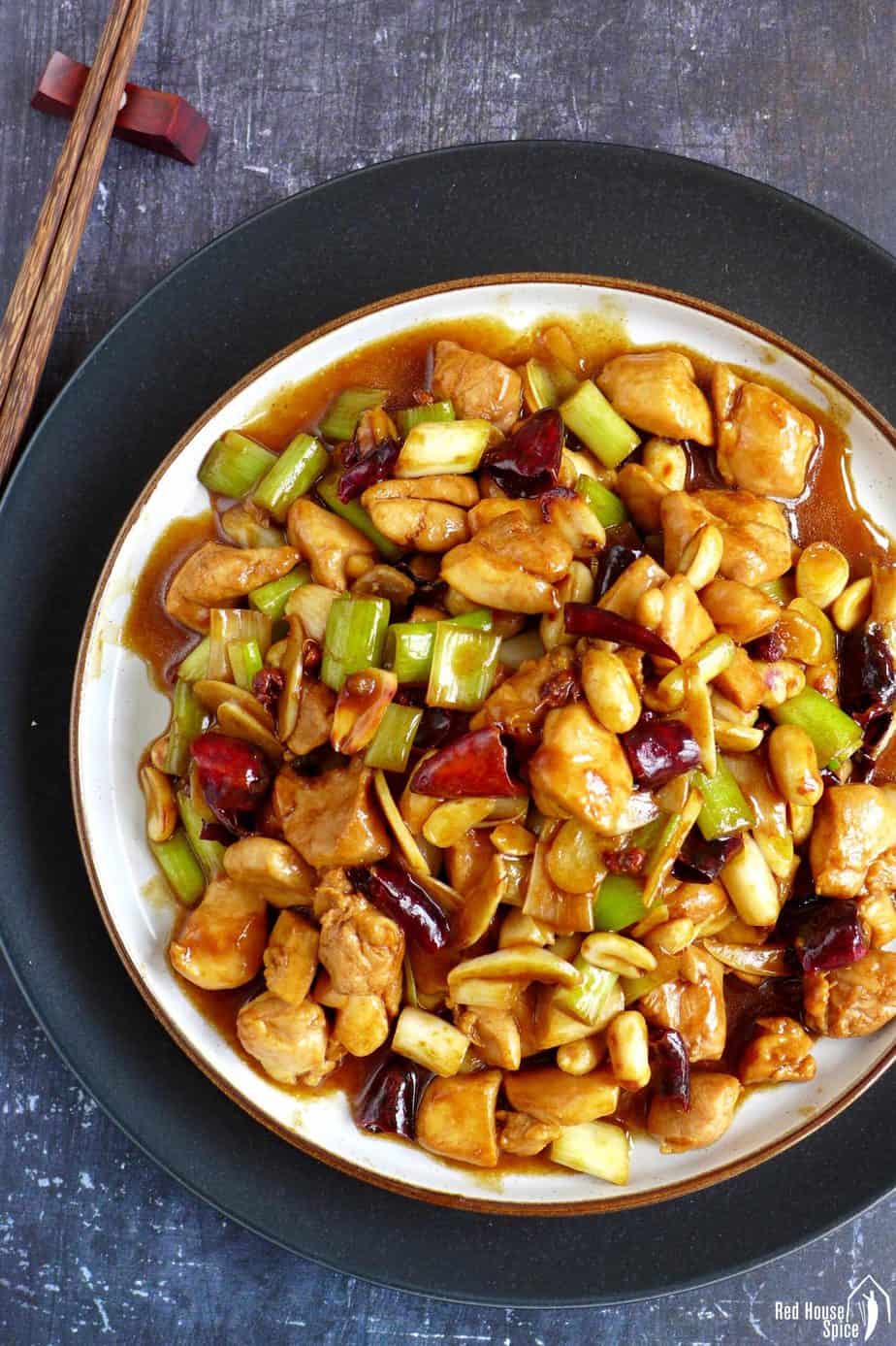 A plate of Kung Pao chicken