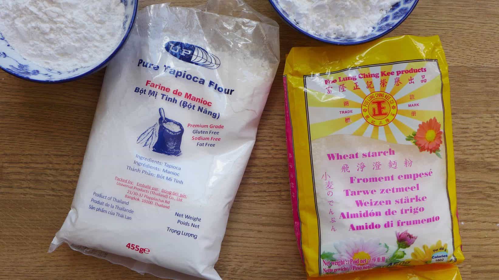 A bag of tapioca starch & a bag of wheat starch