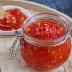 Chinese pickled chili garlic sauce in a jar