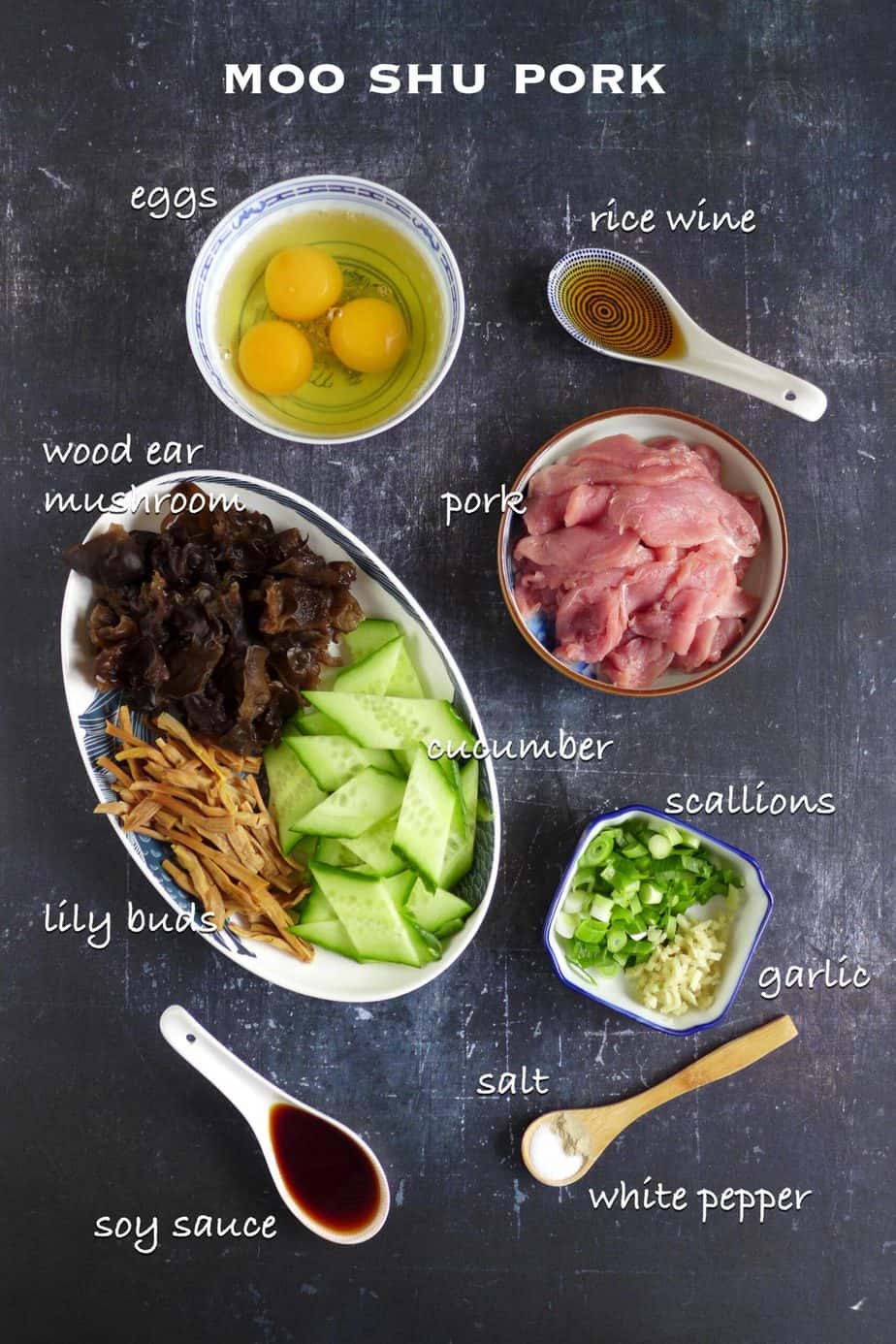Ingredients for making Moo Shu Pork