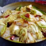 Stir-fried napa cabbage with dried chilli and a thick sauce