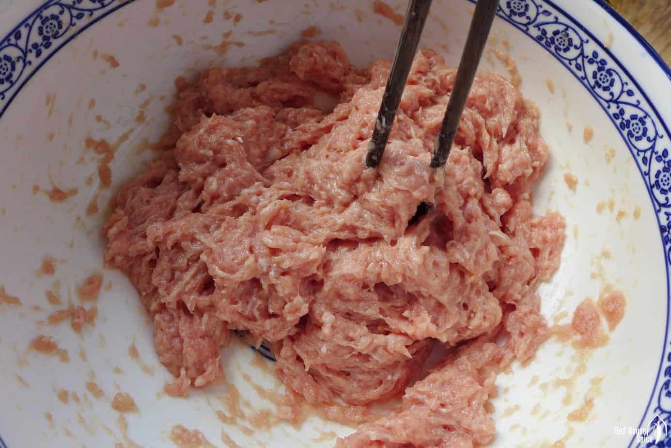 Meatball mixture in a bowl