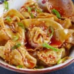 Sichuan style wontons seasoned with chili oil