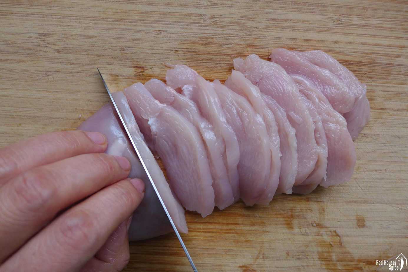 slicing chicken breast