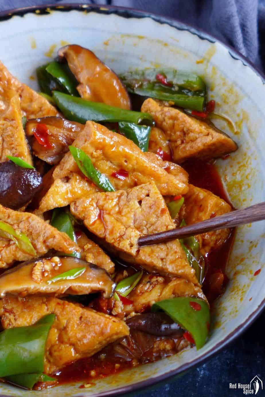 fried and braised tofu in Sichuan style