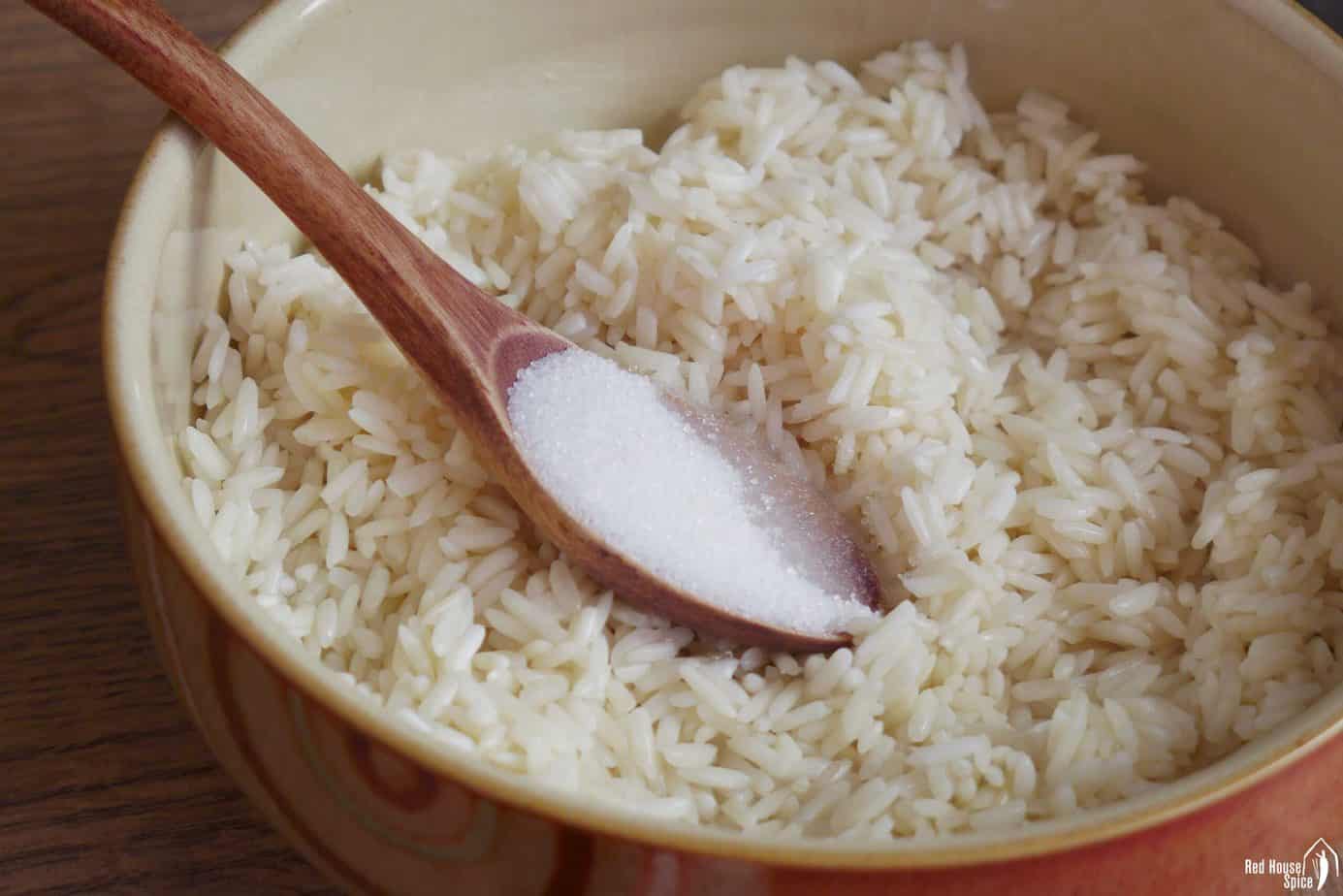 Add sugar to rice