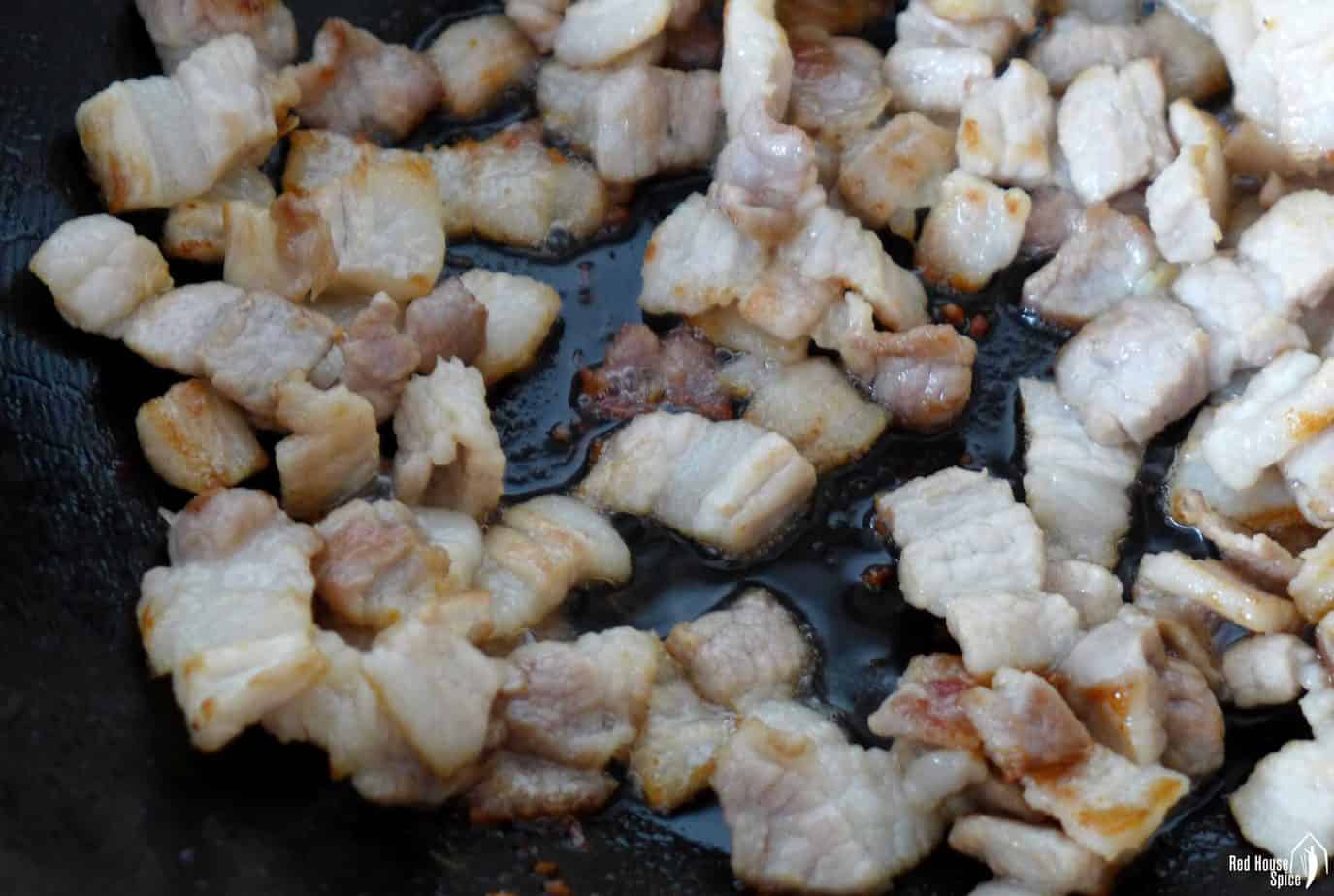 frying pork belly