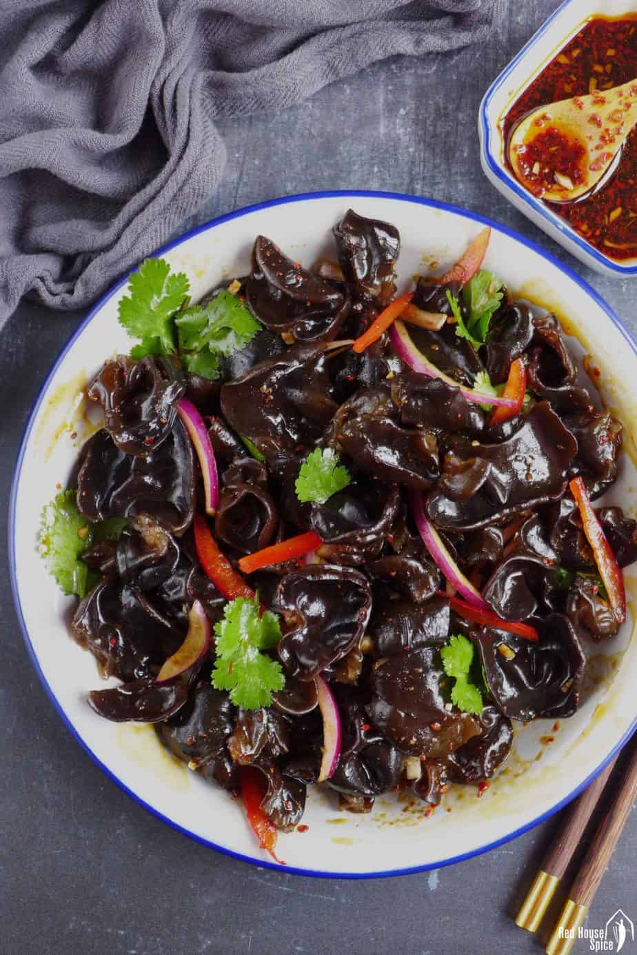 Chinese wood ear mushroom salad with a spicy dressing