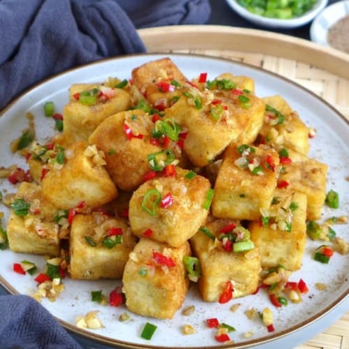 Chinese salt and pepper tofu with fresh chilli