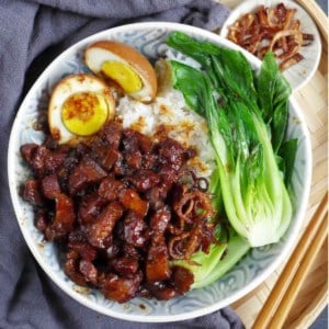 Taiwanese Lu Rou Fan with blanched Bok Choy