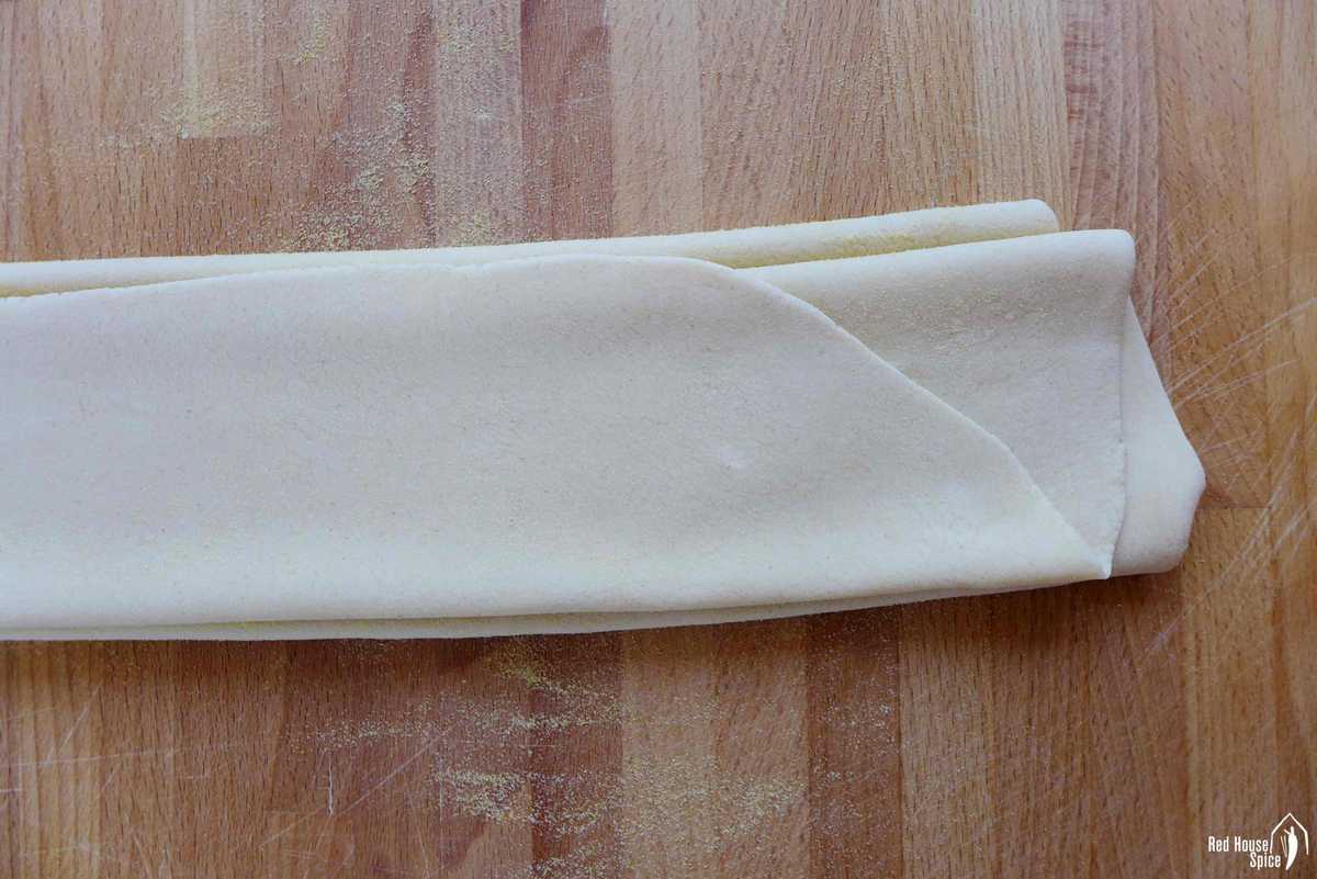 dough sheet folded in layers