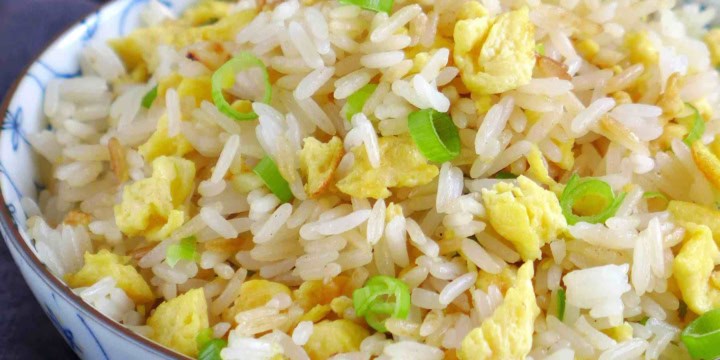 Chinese fried rice with egg and scallions.