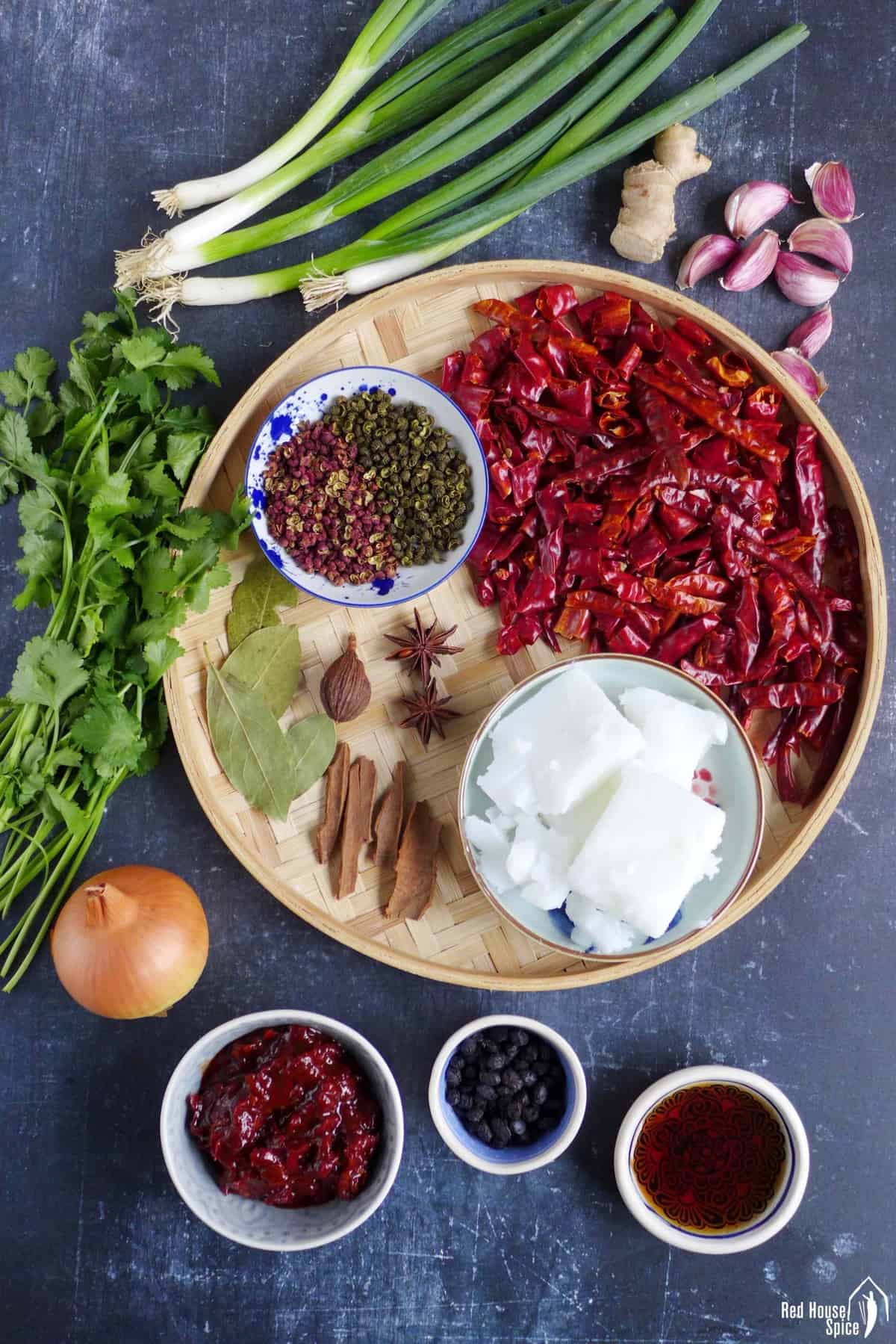 ingredients for making spicy hot pot soup base