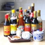 A collection of chinese sauces and spices