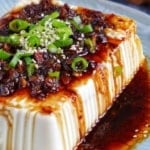 Silken tofu with dressing with overlay text that says Silken tofu salad