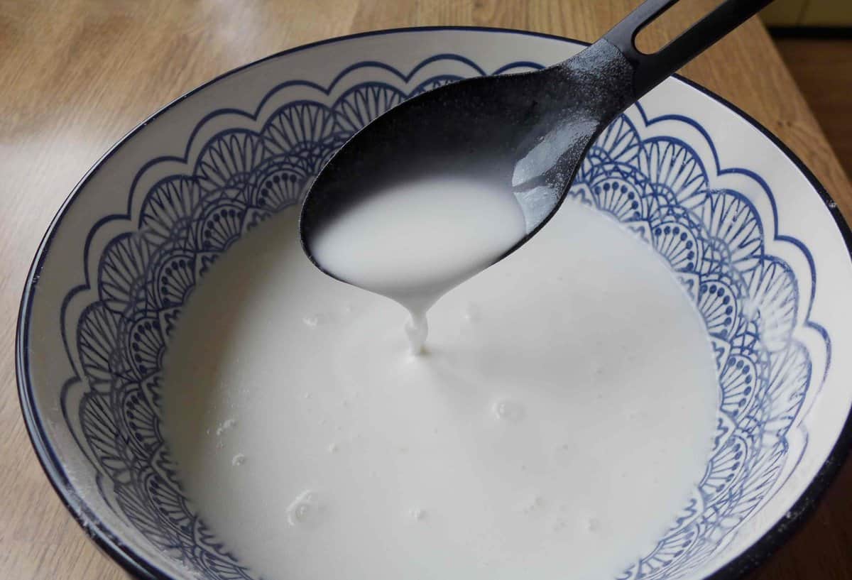batter made of rice flour, starch and water