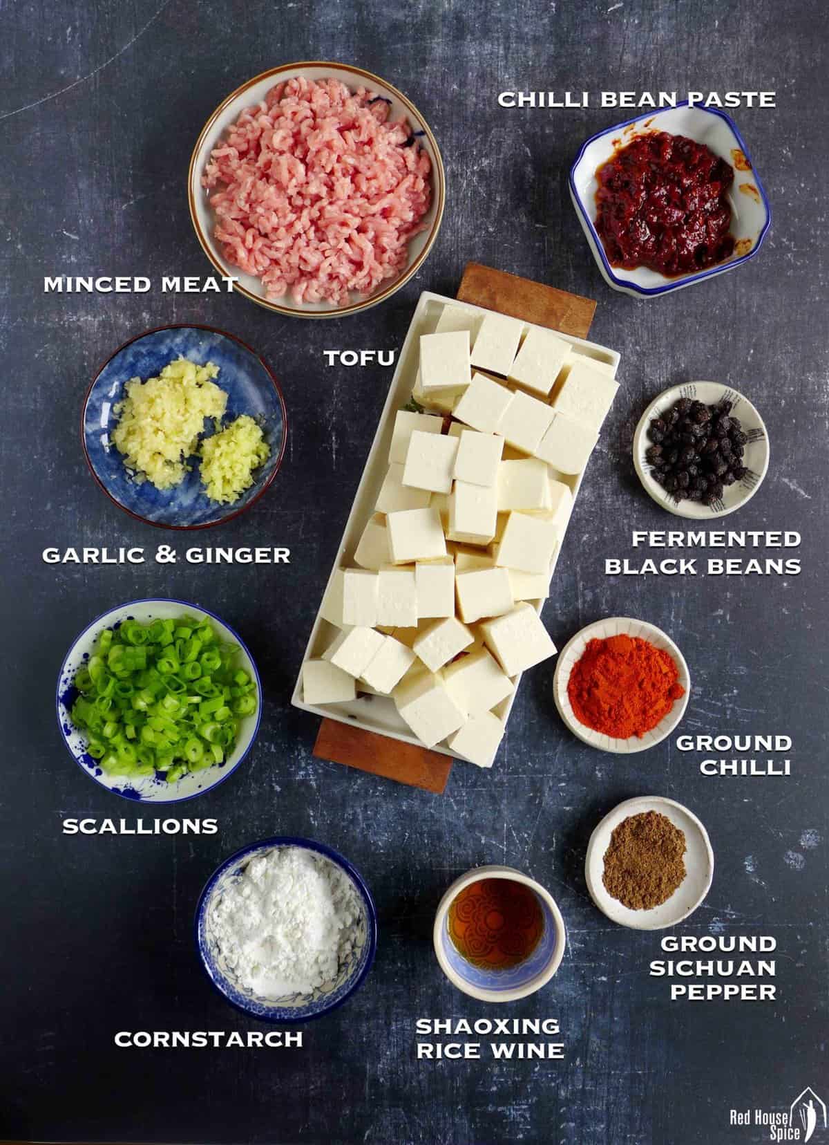 ingredients for making Mapo tofu