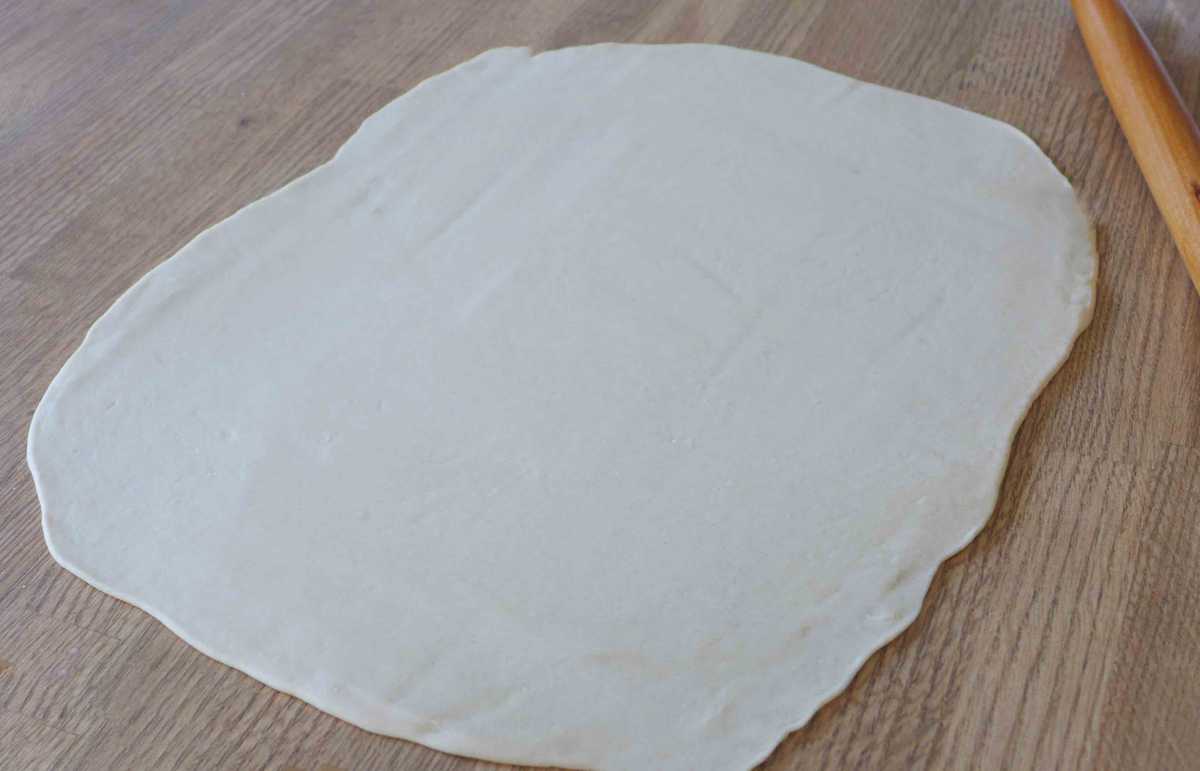 a piece of thin rectangle dough