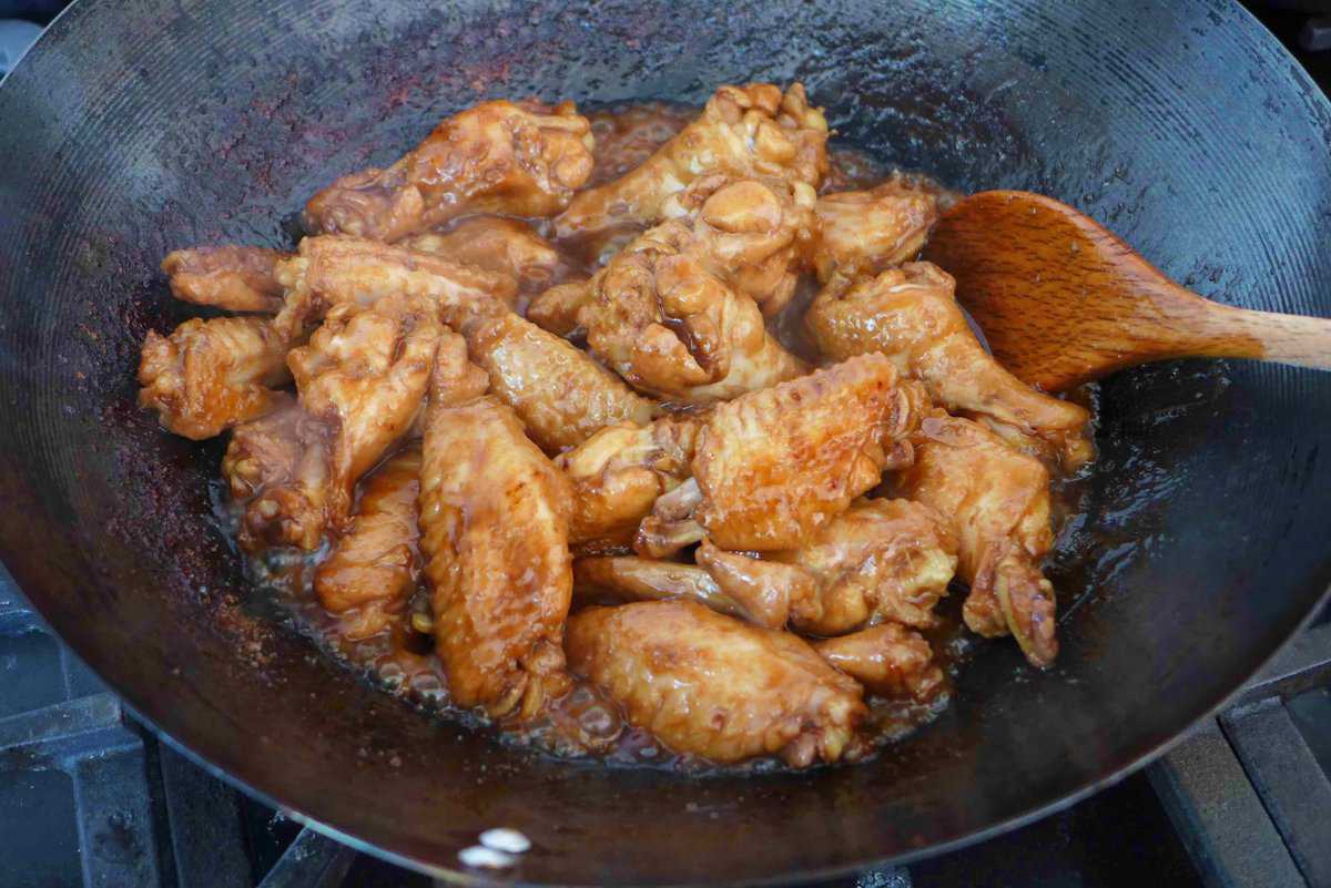 chicken wings in a thick sauce