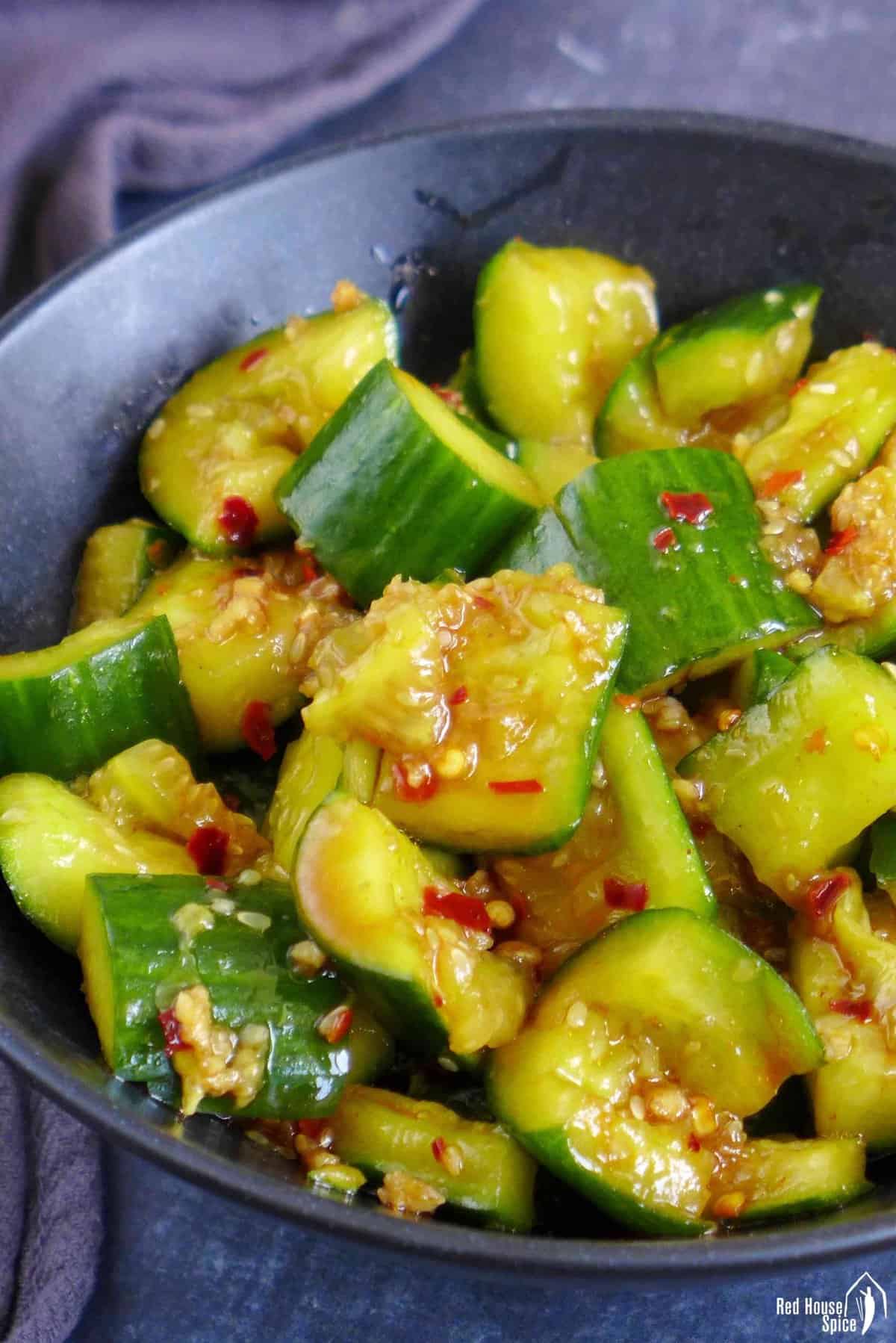 cucumber salad with a spicy dressing