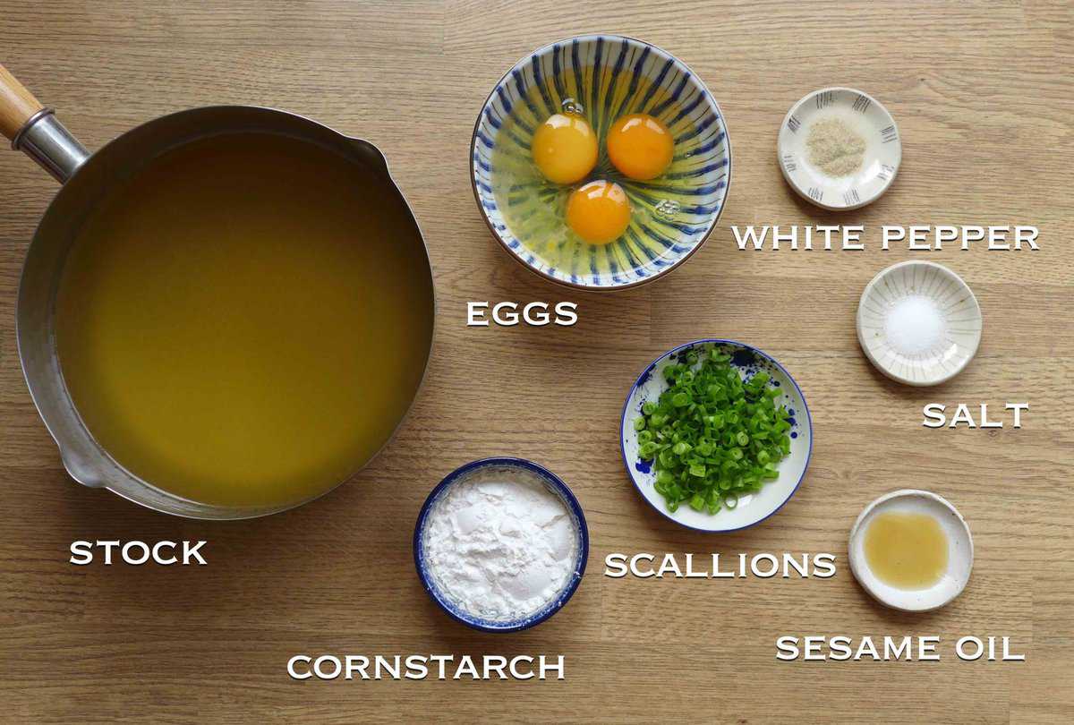 ingredients for egg drop soup.